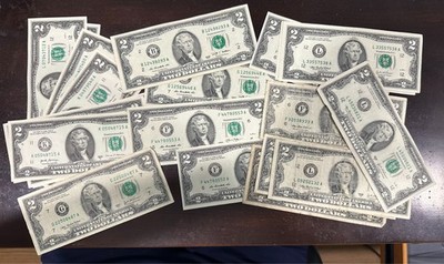 $2.00 U.S. Dollar Bills, common circulated and non-circulated
