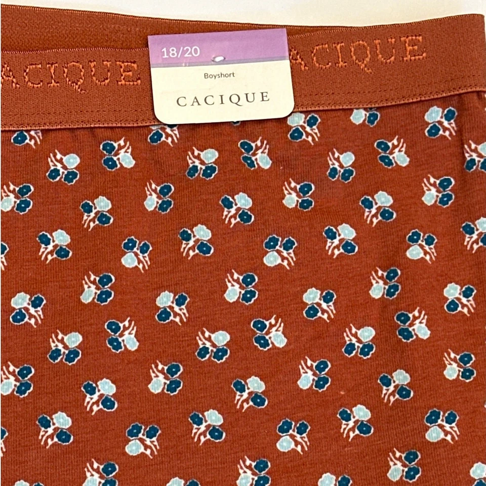 Lote de 2 Panty Cacique Boyshort #5650 Nuevo con Etiquetas Talla 18/20 Gris Encaje y Marrón Floral Foto 3 de 4