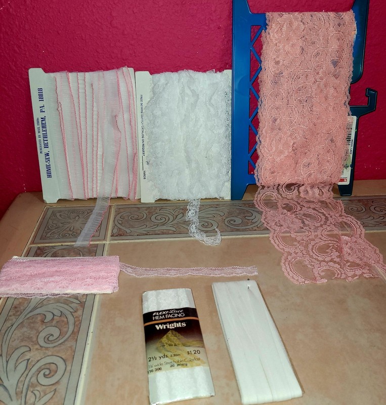 Vintage Large  Lot Pink White Variety Lace Bonus