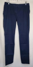 Talbots The Weekender Women’s Size 4 Navy Blue Pants Flat Front Slash Pockets 