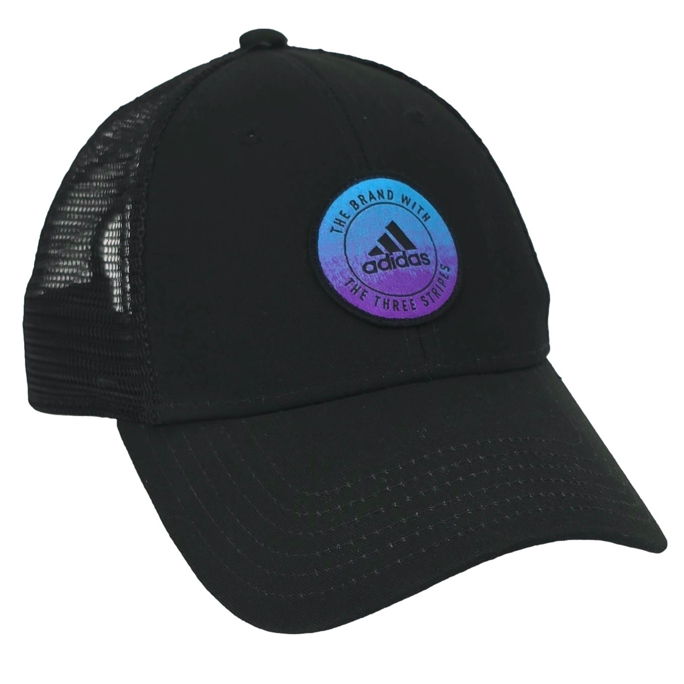 Black Snapback Mesh Cap Osfa Adjustable Strap Gradient Logo
