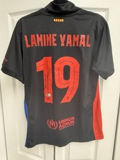LAMINE YAMAL SIGNED AUTOGRAPH FC BARCELONA AWAY ROOKIE JERSEY 19 BECKETT COA