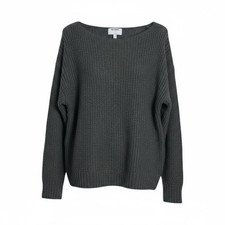 Old Navy Slouchy Cozy Boat Neck Knit Pullover Sweater Charcoal Gray Size XL