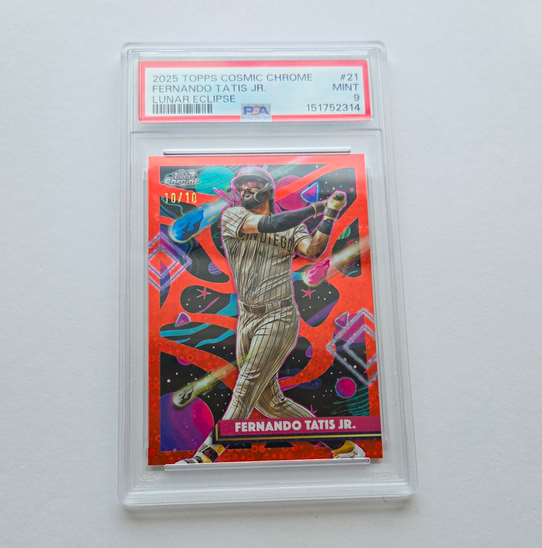 Topps 2025 Cosmic Chrome Fernando Tatis Jr Lunar Eclipse #21 10/10 PSA 9