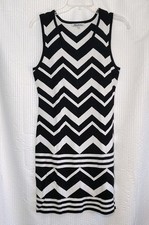 EUC Stilletto's Black White Geometric Sweater Bodycon Dress Size Large 