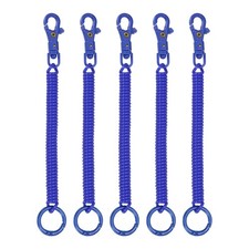 Retractable Coil Keychain W Plastic Double Clasp, 7", Bright Blue 5Pcs