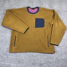 Eddie Bauer EBTEK Sweater Mens XL Brown Fleece Crewneck Pullover Pockets