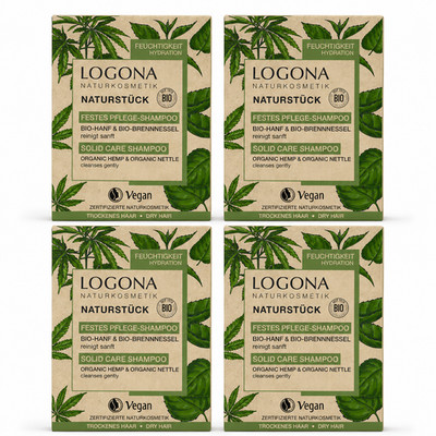 LOGONA Festes Shampoo Bio Hanf Brennnessel Set 4x60g NEU OVP neutral