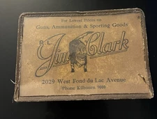 Rare Jim Clark Guns Ammo Advertising Display Card Indian Milwaukee Wisconsin Wi
