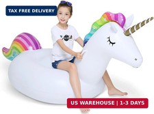 Jasonwell Big Inflatable Unicorn Pool Float Floatie Ride On with Fast Valves Lar