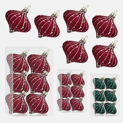 6 Stück Beflockung Weihnachten hängende Kugeln Christbaumschmuck Zuhause Neujahr Deko