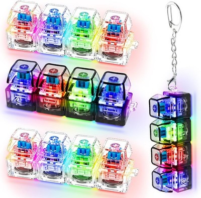 4Pcs Keyboard Fidget Toy with LED Light Keychain Button Stress Relief Fidget Toy
