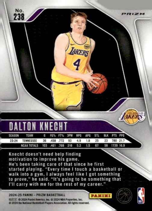 2024-25 Panini Prizm #238 Dalton Knecht Prizms Orange Ice