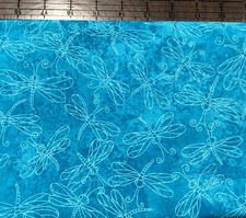 Turquoises Dragonflies 32  X 45  100 cotton fabric 2401