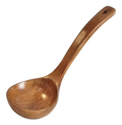Handmade Wooden 10.5''Ladle, Long Handle Utensils for Soup for Kitchen Cookwares