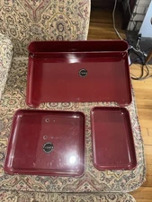 Vintage 3 Piece 1980s Tenex Desk Accessories Letter Tray Organizer Burgundy