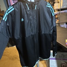 Adidas Womens Hoodie Track Jacket Green 3 Stripes Size Small XL