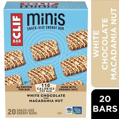 Mini White Chocolate Macadamia Nut Flavor Snack-Size Energy Bars, 20 Count Pack