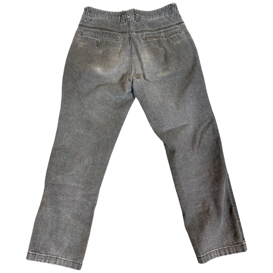 Jeans Hermes masculino 29x25 cinza denim fino cônico desgastado vintage - Imagem 2 de 4