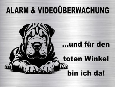 SHAR-PEI Hundewarnschild SCHILD Türschild im edlen Edelstahl-Look #05