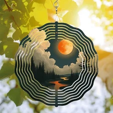 Serene Metal Hanging Wind Spinner with Wave - Like Patterns - Elegant Wind Chime