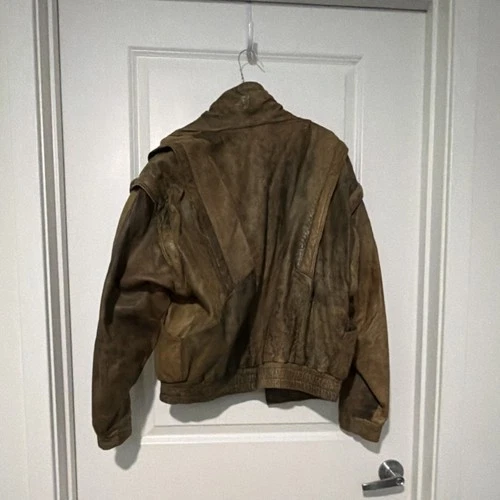 Vera Pelle “Top Gun” Brown Bomber Jacket Size 48 (As-Is/See Pics) image 4