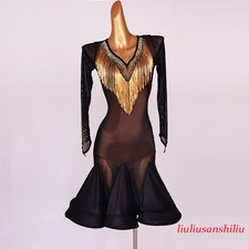 Latin Dance Dress Salsa Tango Cha Cha Ballroom Rhinestone Competition Dress F624