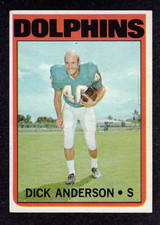 1972 Topps #98 Dick Anderson Miami Dolphins Football Card EX