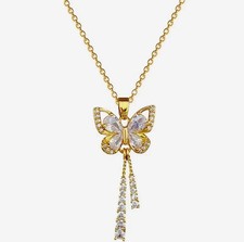 Gold Plated  Crystal Butterfly Pendant Necklace