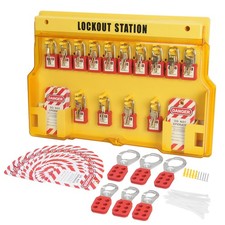 Uimoso 60PCS Electrical Lockout Tagout Kit Safety Padlocks Hasps Tags Ties Board