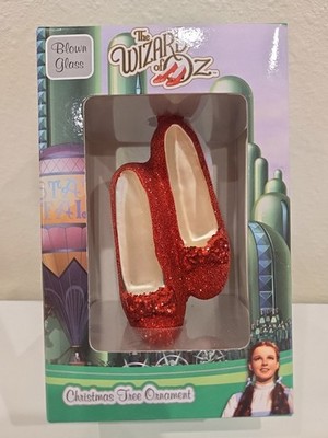 HALLMARK / WB WIZARD OF OZ~DOROTHY'S RUBY RED SLIPPERS~SHOE~BLOWN GLASS ORNAMENT