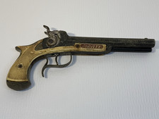 Vintage 1950's Hubley Pirate Toy Pistol Double Barrel Cast Iron Cap Gun - WORKS