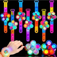 Rainbow Flower Pop It Fidget Toy Spinner Bracelet Sensory Stress Relief Fun 6k