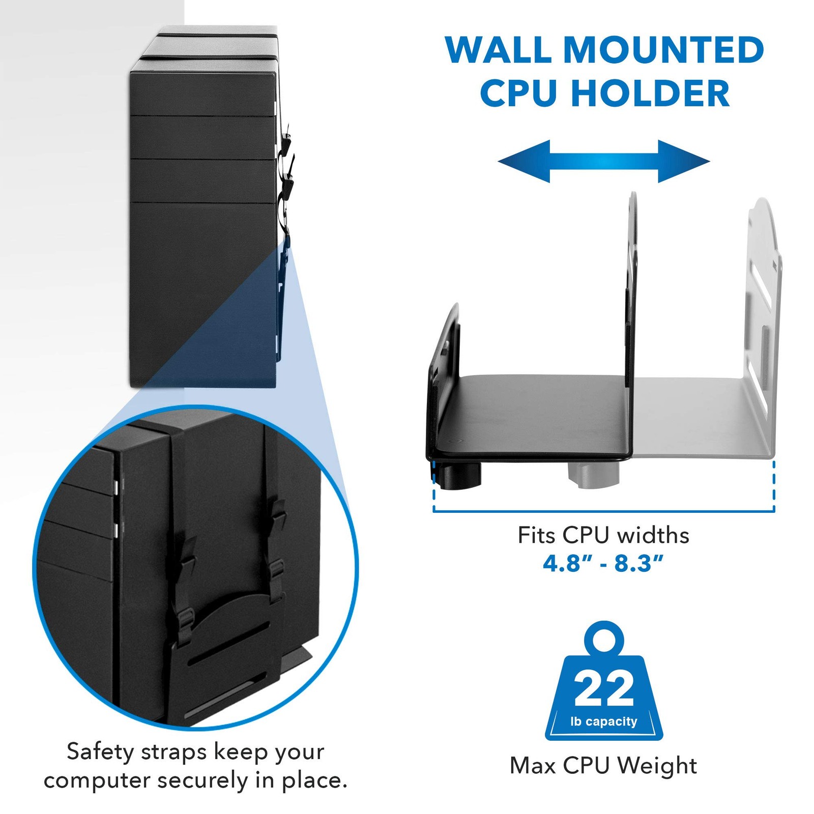 Mount-It! Wall Mount Workstation with Dual Monitor Mount, Keyboard Tray and CPU