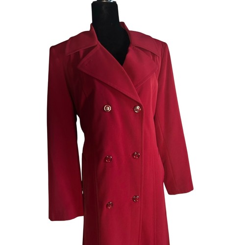Vintage Talbots Burgundy Long trench coat Sz 10 Belted Double Breasted NWT - Picture 2 of 12