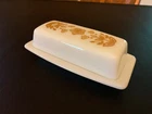 Pyrex Vintage Butterfly Gold Butter Dish Lid White Milk Glass