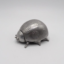 Vintage Metal Ladybug Beetle Ashtray Trinket Dish