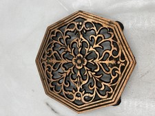 Vintage Cast Iron Trivet Ornate Hexagon Copper Finish 8