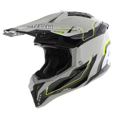 Airoh Aviator 3 AMS² plus Leader Gloss Grey Black Yellow Offroad MX Helmet