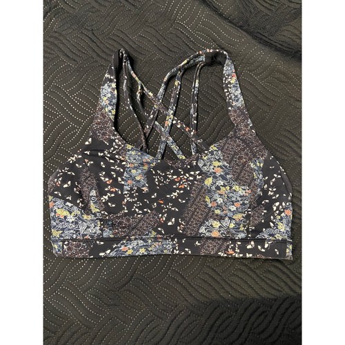 Lululemon Free To Be Serene Bra Size 8 Floral Butterfly Multi Strap Sports Bra