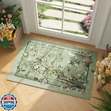 Vowkten Door Mat Indoor Entrance 2x3 Rug Chinoiserie-Style Floral Vintage Mac