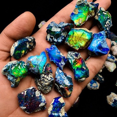 Black Opal Feueropal Roh 20 Stück Lot AAA Äthiopischer Opal Edelsteine