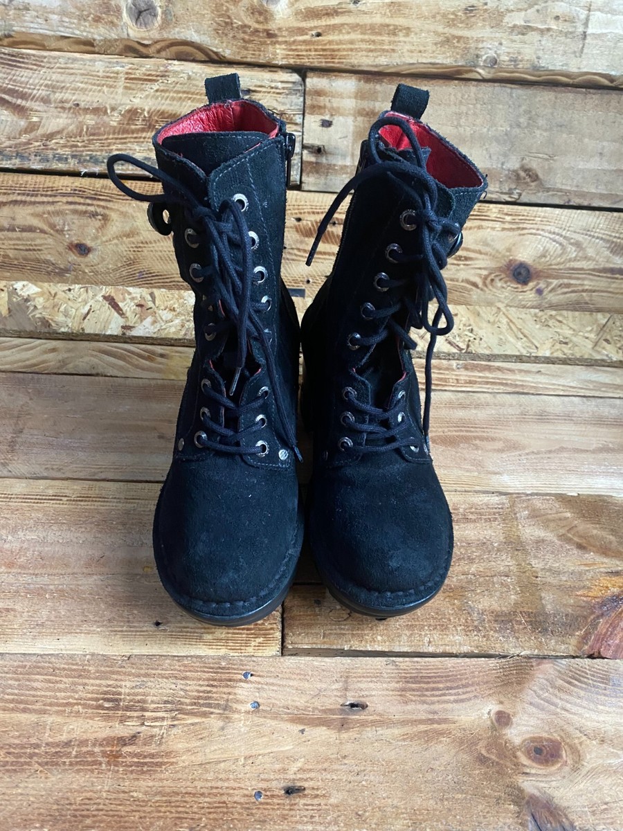 New rock black suede heel boots, Y2K, grunge Eu 36 US 6 | eBay