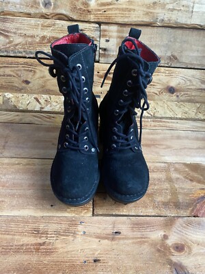 New rock black suede heel boots, Y2K, grunge Eu 36 US 6 | eBay