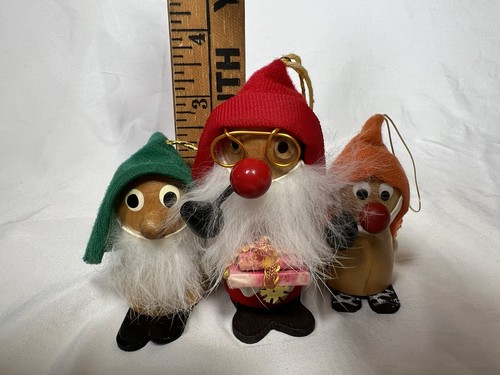 3 Stück Vintage Kurt Erle Figur Weihnachtsschmuck Konvolut Weihnachtsmann Wackelkopf Wichtel - Bild 9 von 16