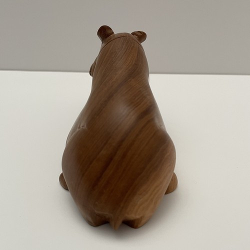 Vintage Hippo Hippopotamus Hand Carved Wooden Sculpture Ornament Figurine Animal - Picture 5 of 9