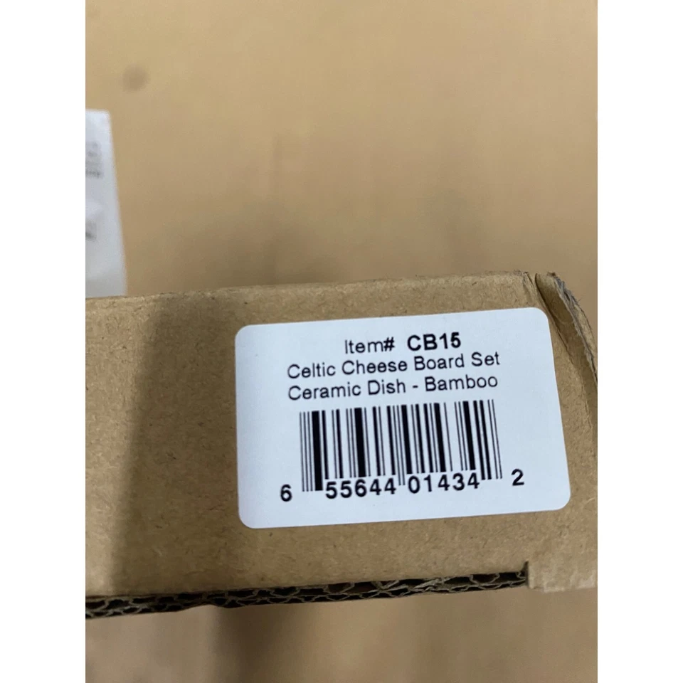 Picnic At Ascot Celtic Bamboo Cheese Board Ceramic Dish and 3 Cheese Tools NWB - Image 4 of 4