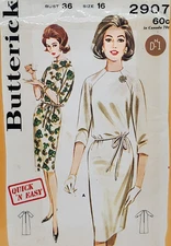 1960s ladies sac dress sz:16 Butterick #2907 pattern easy cowl neck jersey dress