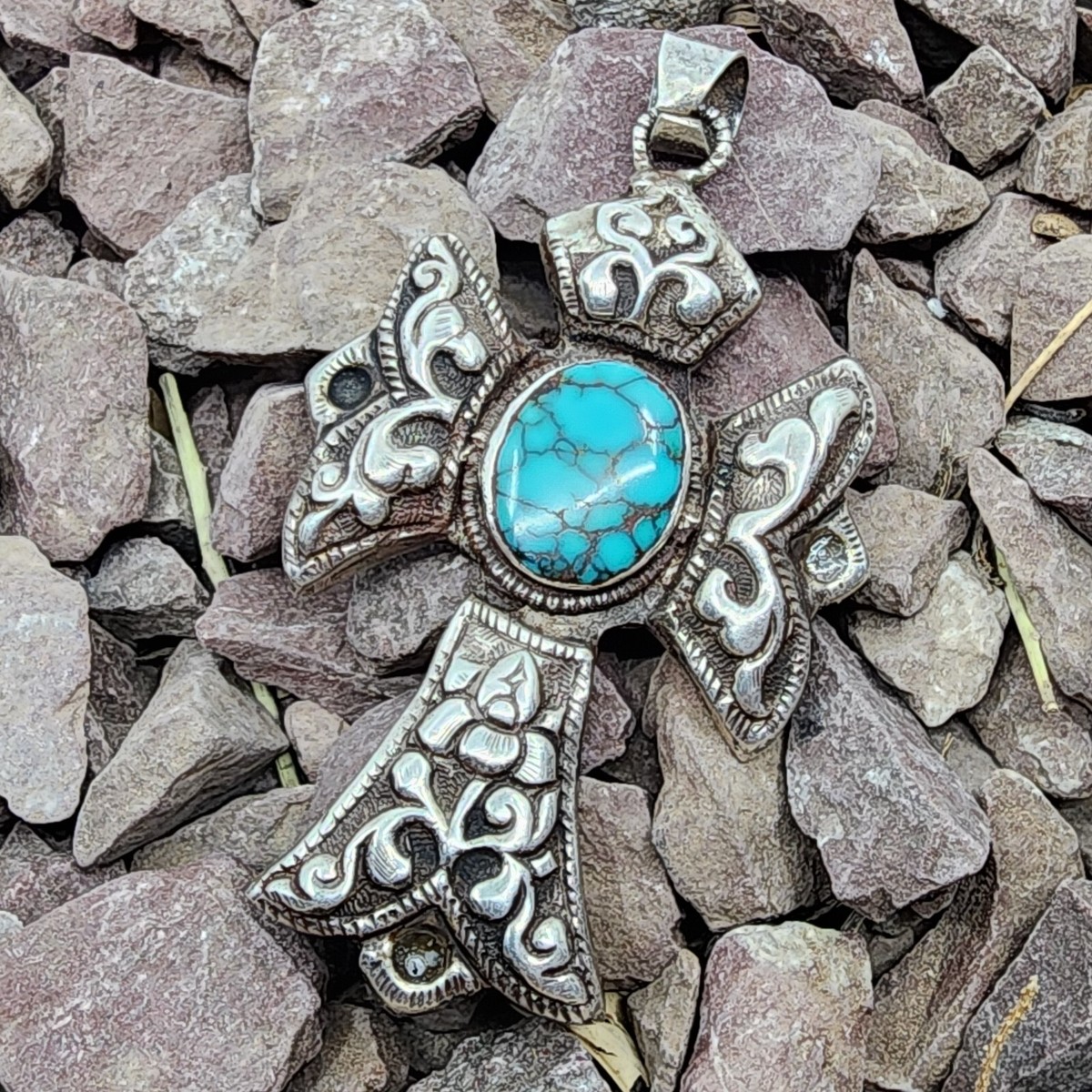 Vintage Silver Heavy Turquoise Ring 925 10号〜11号 カレッジリング 