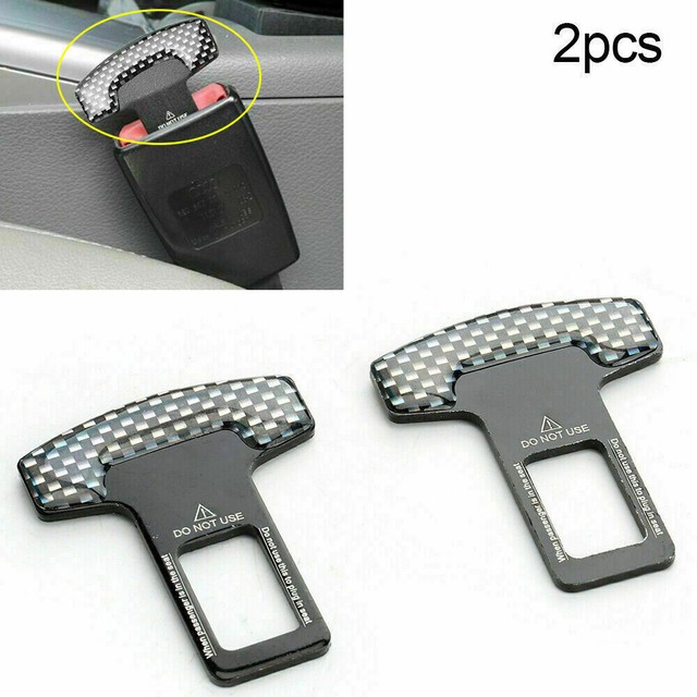 2 X Car Safety Seat Belt Buckle Alarm Stopper Clip Clamp Carbon Fiber